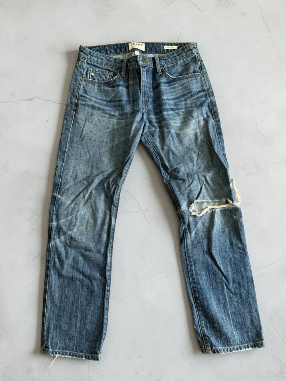 FRAME Le Grand Garçon Distressed Straight Leg Jeans Size 27